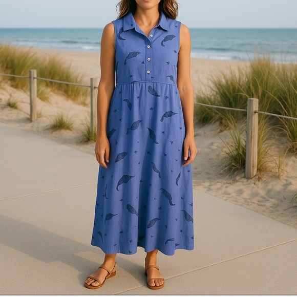 Zipcode Design Purple Seashell Starfish Beach Polo Maxi Dress M - Picture 3 of 8